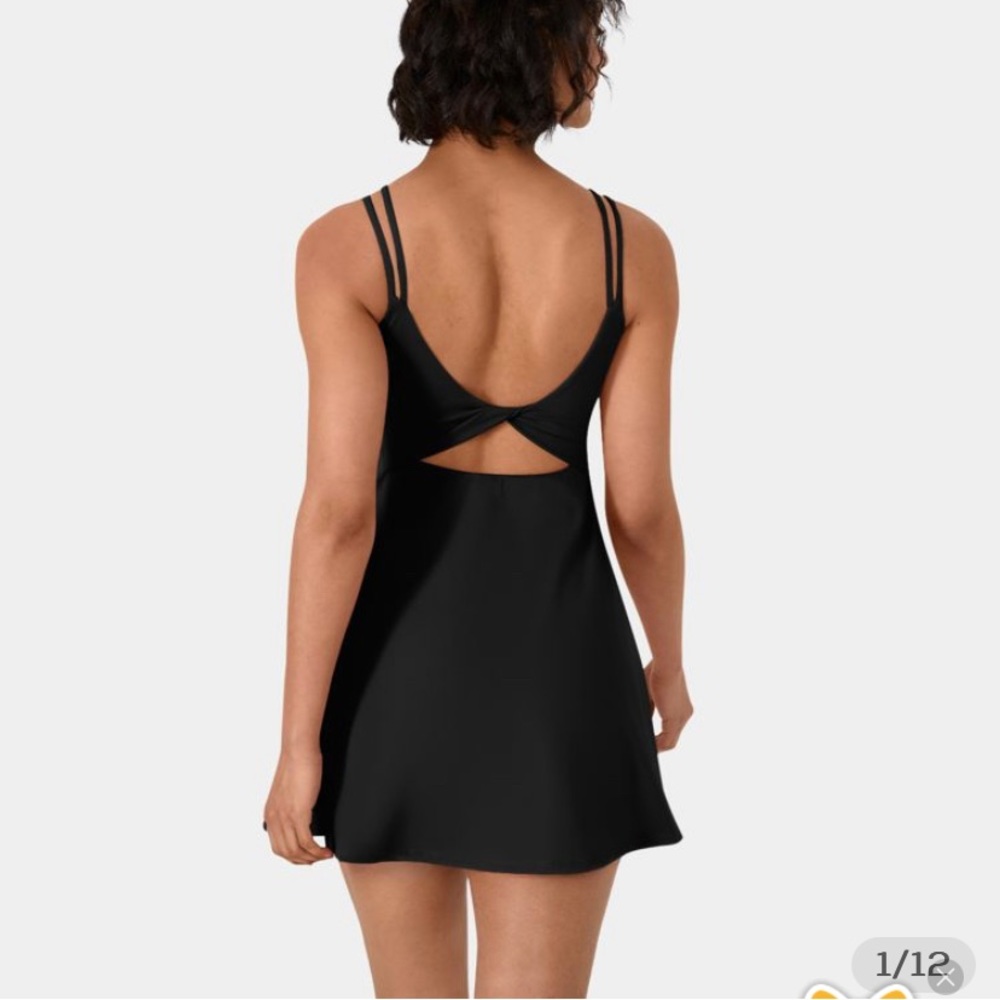 Everyday Cloudful Backless Twisted Black Exercise Dress | Halara